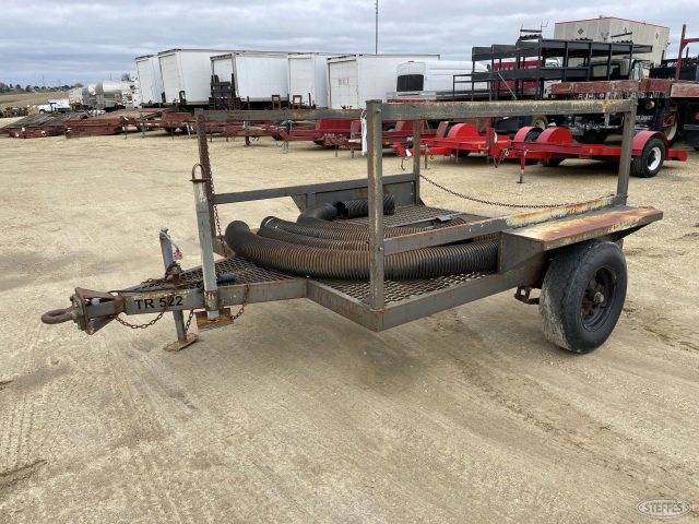 Single axle pintle hitch flatbed trailer